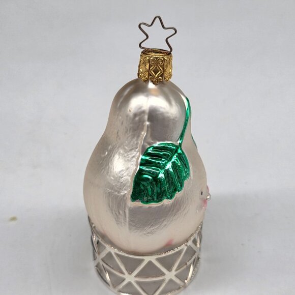 Inge Glas Anthropomorphic Pear German Glass Christmas Ornament Silver 3" - Picture 4 of 6
